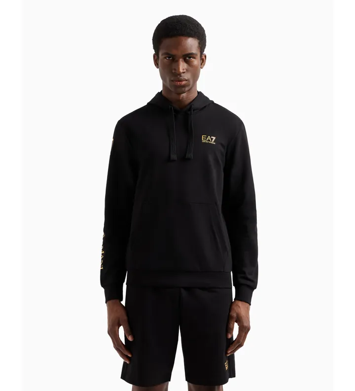 EA7 para hombre. 7M000569_AF13512 Sudadera con capucha y cremallera de algodón Logo Series negro (3XL), Casual, Deportivo, Multideporte