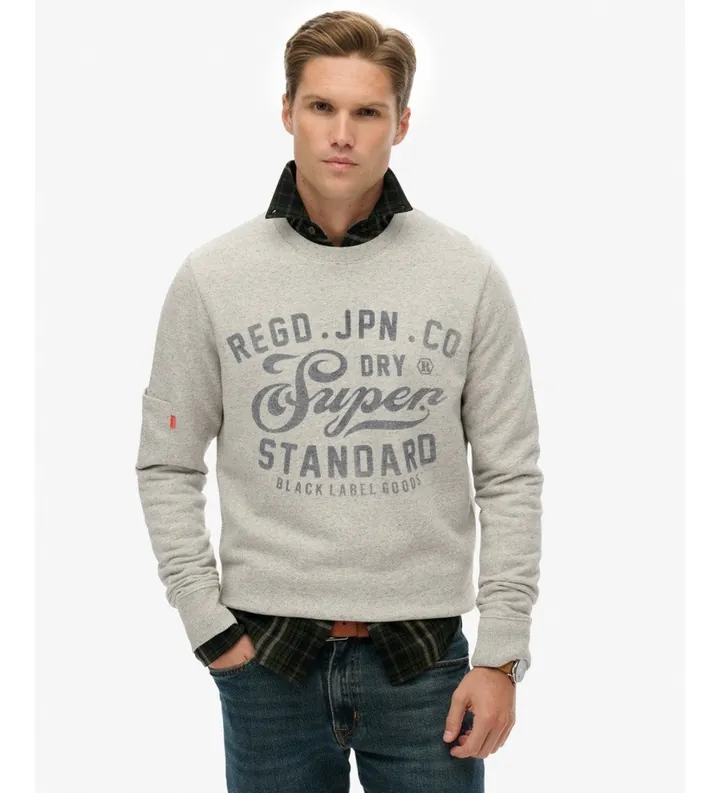 Superdry para hombre. M2014298A Sudadera Industrial Relaxed gris (L), Casual, Algodón