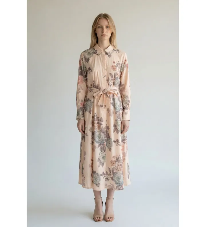 Marella para mujer. 2613221161200 Vestido Mllformica rosa (40), Casual, Algodón, Manga larga