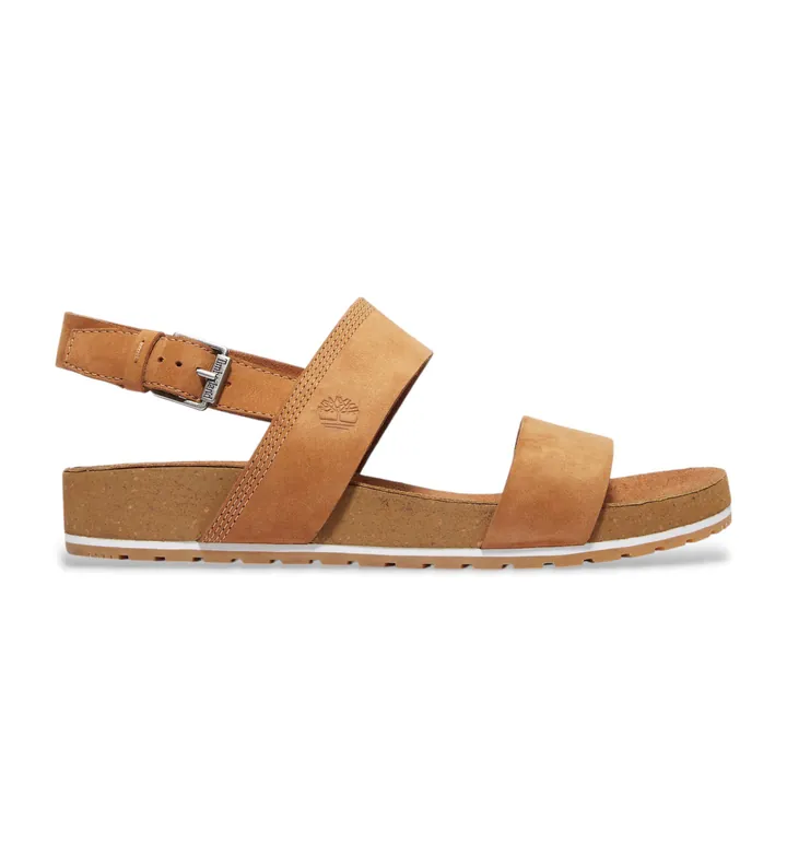 Timberland para mujer. TB0A1MQGF131 Sandalias de piel de doble tira Malibu Waves marrón (38 W), 1 a 3cm, Hebilla, Casual