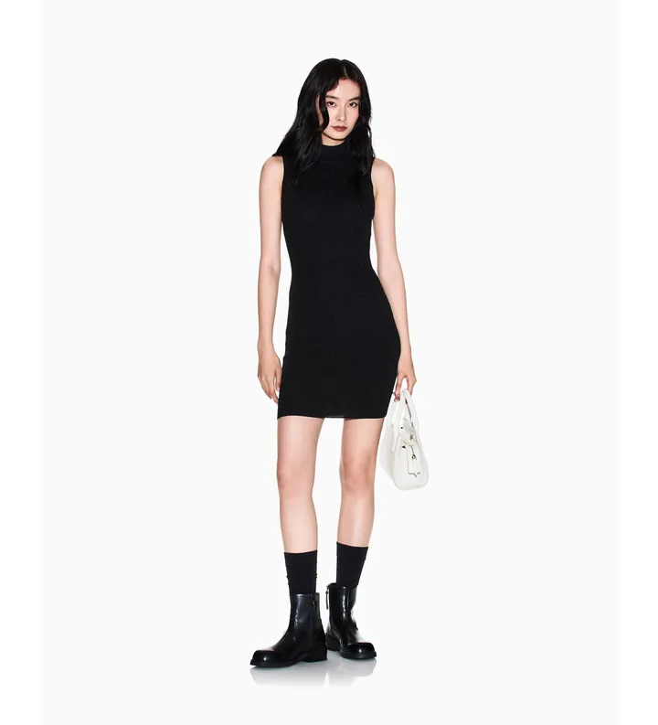 A|X Armani Exchange para mujer. XW001875AF11957MC005 Vestido Midi negro (L), Casual, Viscosa, Sin mangas / Tirantes