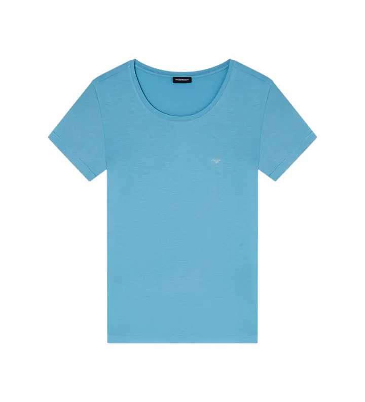 Emporio Armani para mujer. EW000408_AF19024 Camiseta Essential azul (L), Homewear, Viscosa, Manga corta, Turquesa