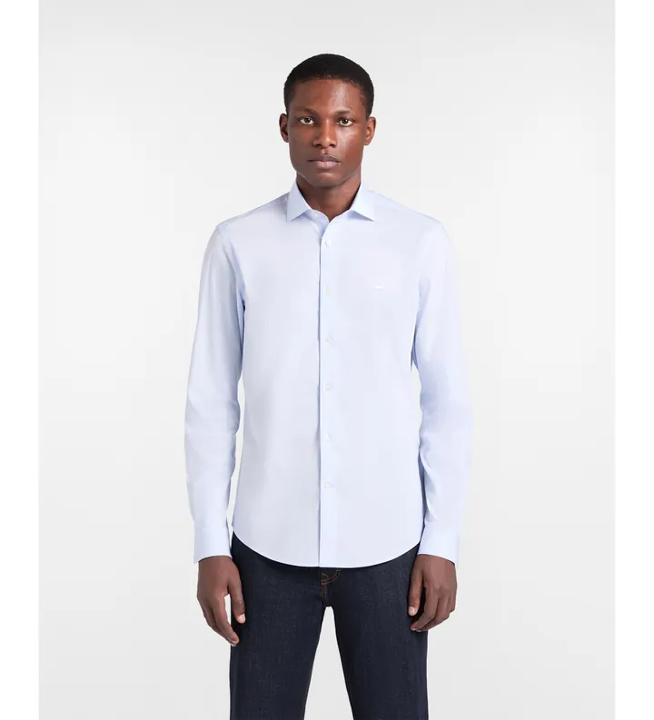 Harmont & Blaine para hombre. CNQ011012523M Camisa Stretch azul (L), Casual, Algodón, Clásico, Manga larga