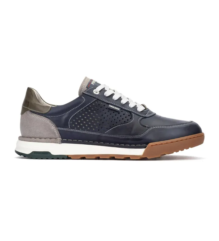 Pikolinos para hombre. M3W-6435C1 Zapatillas de piel Teide azul (40), Plano, Cordones, Casual