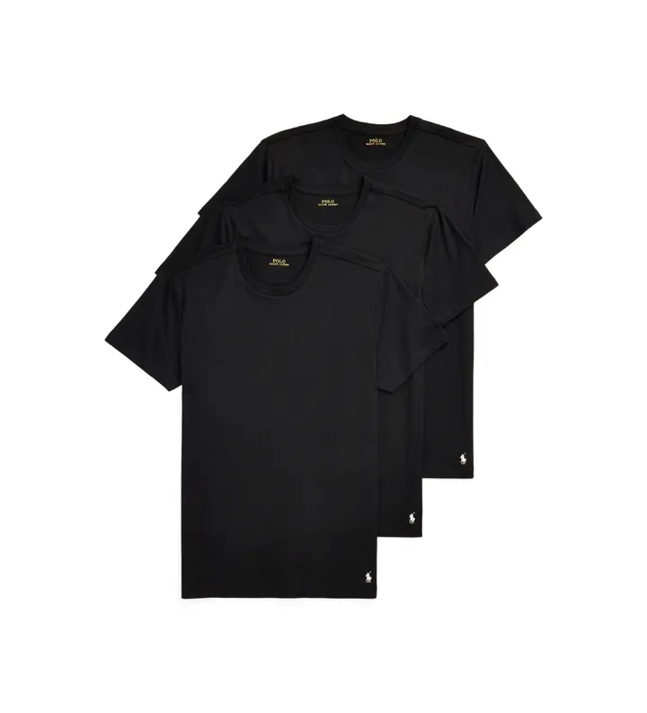 Polo Ralph Lauren para hombre. 714830304014 Pack de tres camisetas interiores negro (L), Homewear, Algodón, Manga corta