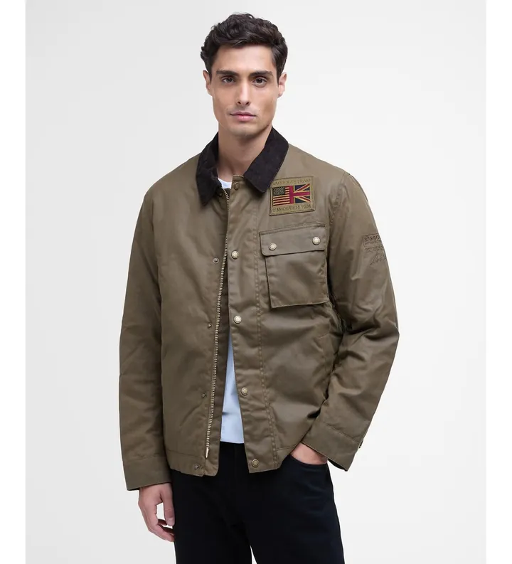Barbour para hombre. MWX1853 Chaqueta Workers Wax marrón (L), Beige, Casual, Algodón