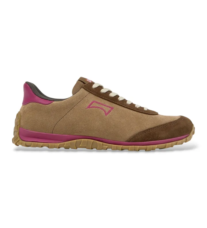 Camper para mujer. K201885-008 Zapatillas de piel Drift Walk marrón y rosa (36), Plano, Ninguno, Casual