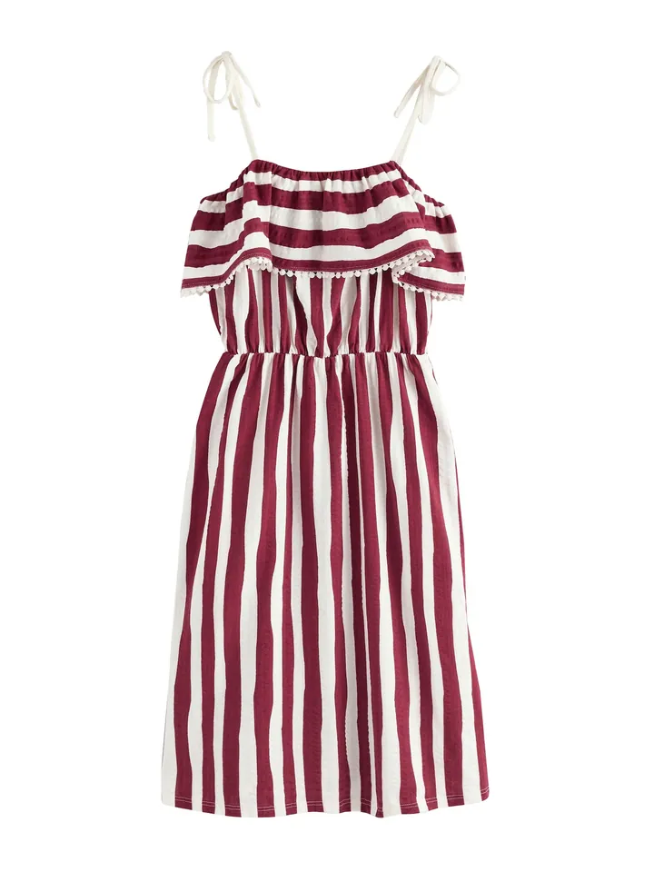 Next Vestido de verano burdeos / blanco