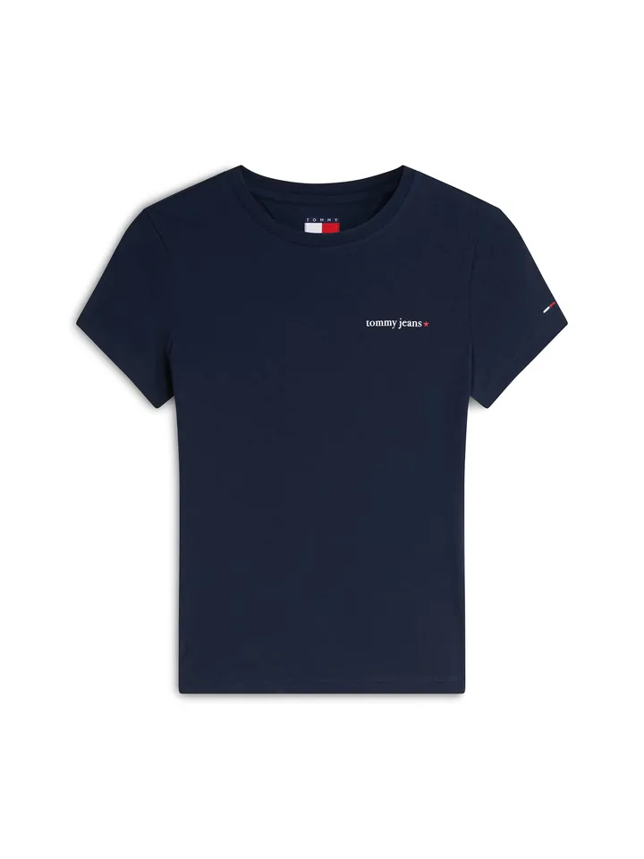 Tommy Jeans Camiseta 'Logo Slim' navy / blanco