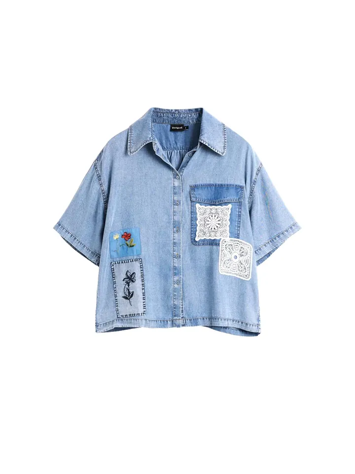 Desigual Blusa  azul denim / azul claro / blanco