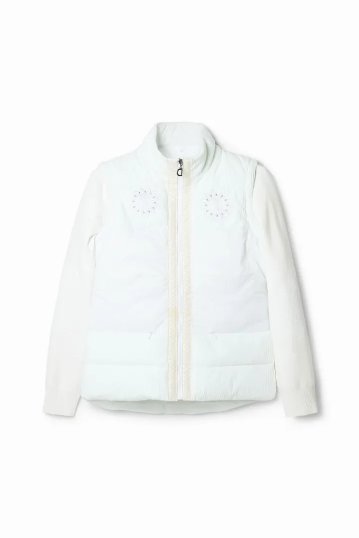 Desigual, Chaqueta corta slim texturas, Blanco, L