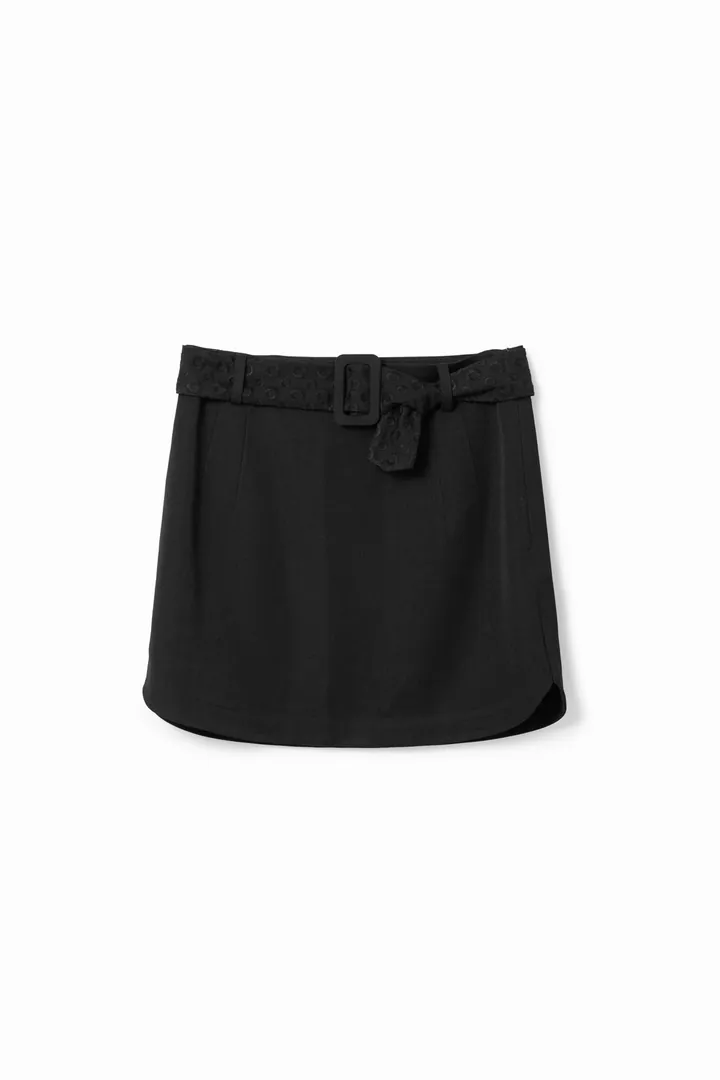 Desigual, Minifalda cinturón bordado, Negro, L