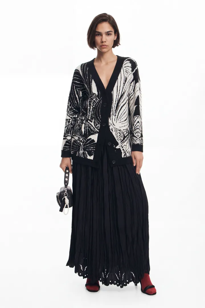 Desigual, Cardigan estampado, Negro, L
