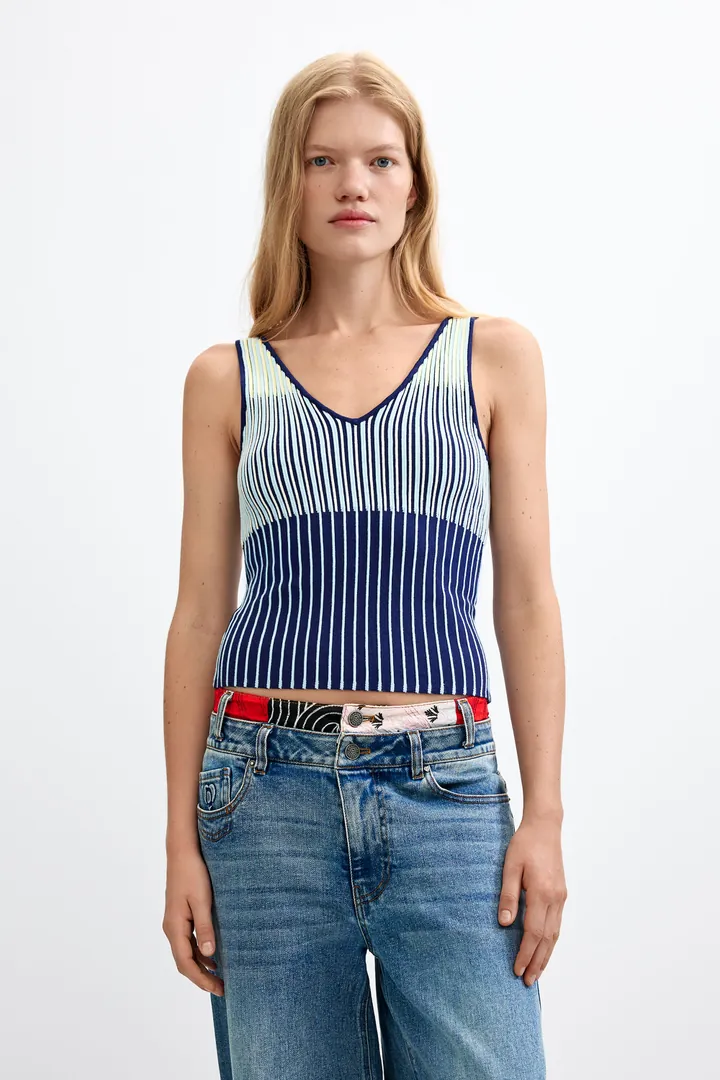 Desigual, Camiseta Punto Sin Mangas, Mujer, Amarillo, L