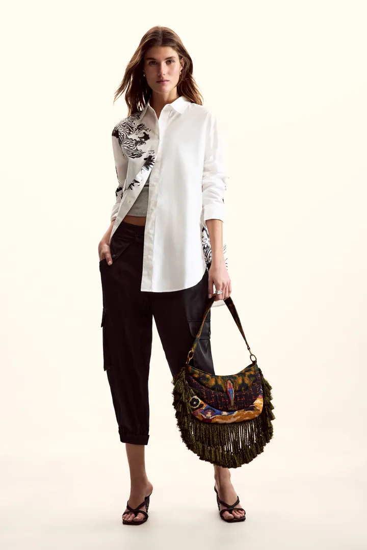 Desigual, Camisa orquídea M. Christian Lacroix, Mujer, Algodon, Blanco, S/M