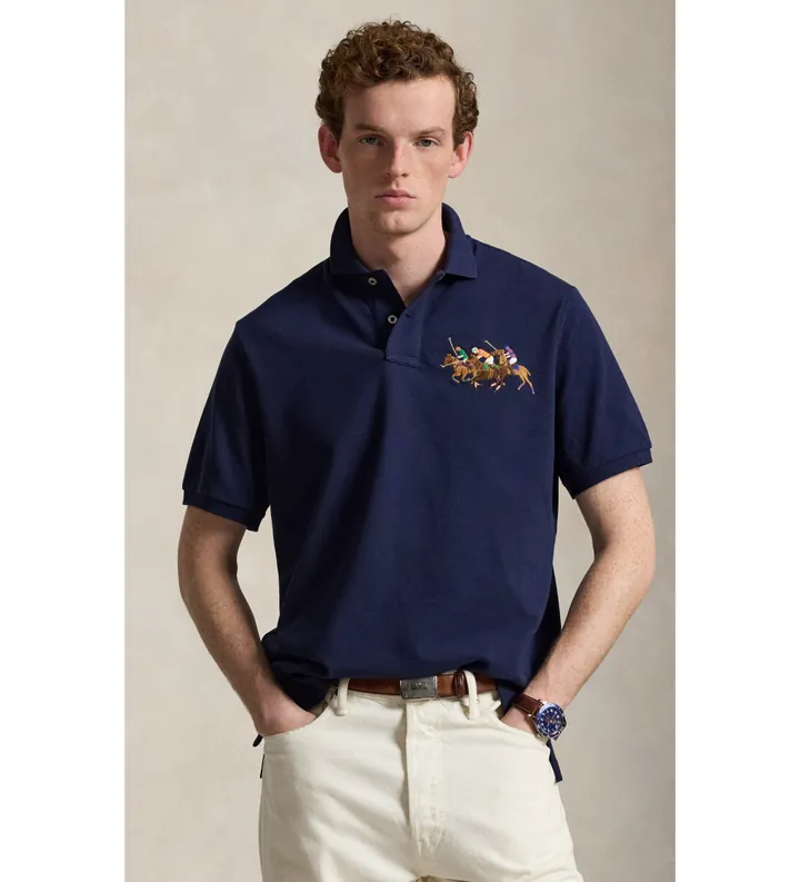 Polo Ralph Lauren para hombre. 710B14216003 Polo Classic Fit Triple Pony azul (M), Casual, Algodón