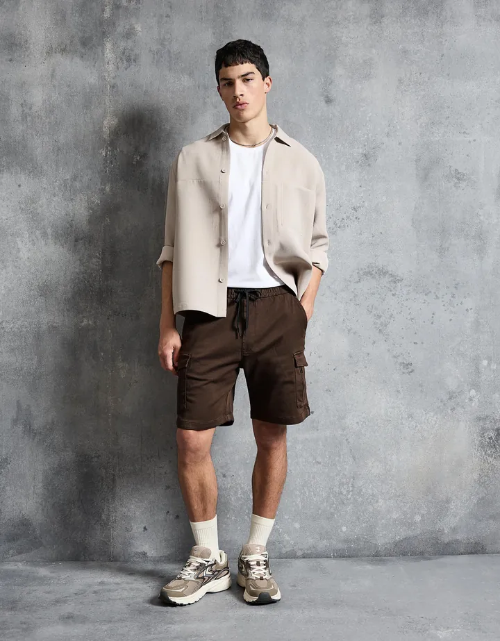 Bershka Bermuda Regular Cargo Hombre L Marrón