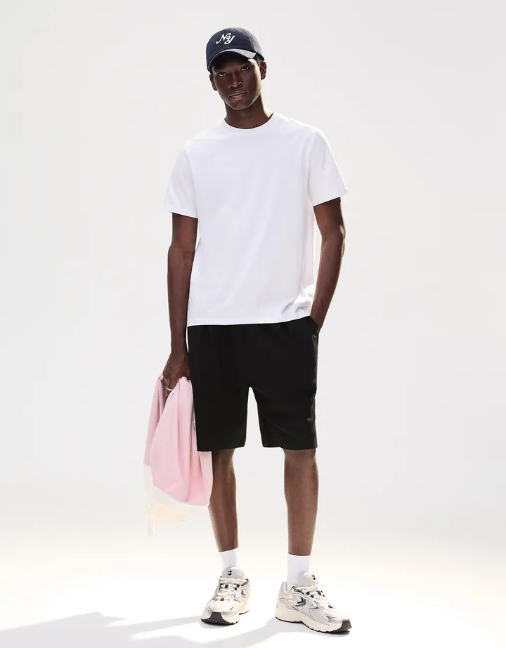 Bershka Bermuda Felpa Textura Hombre L Negro