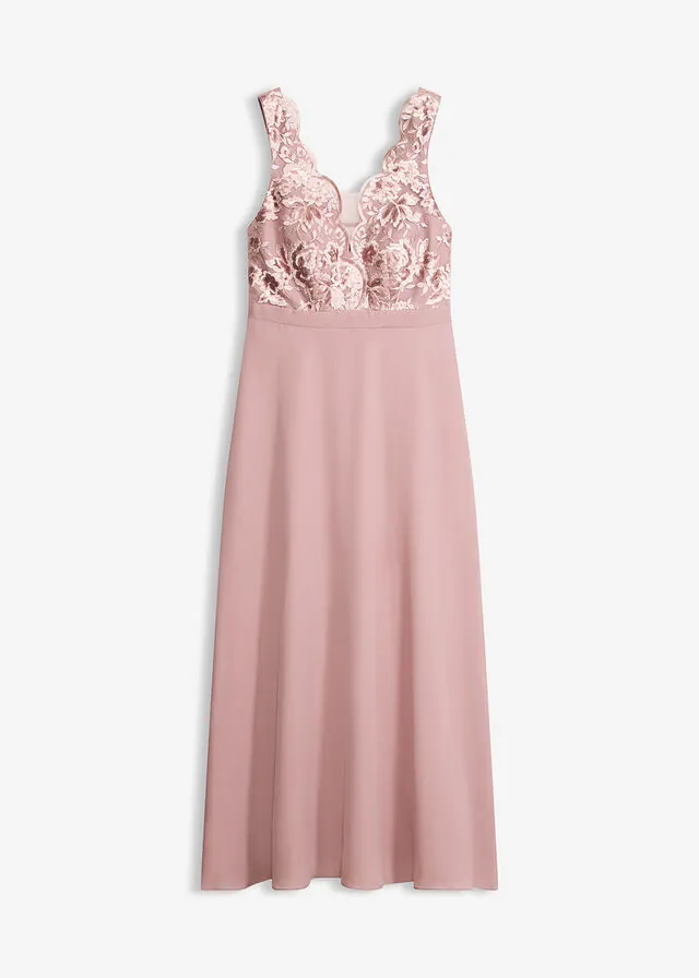 Vestido maxi con bordado de lentejuelas