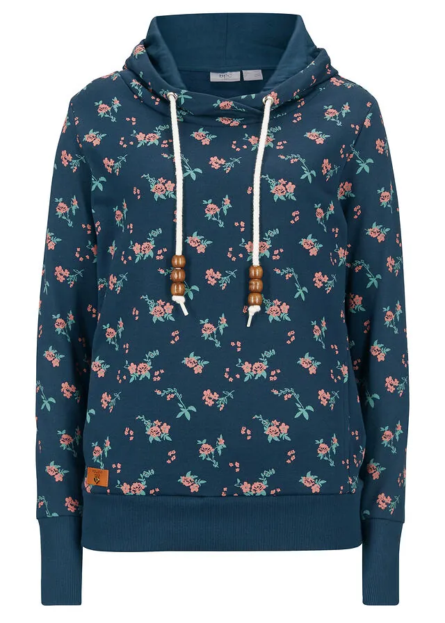 Sudadera de algodón puro con capucha y cordones