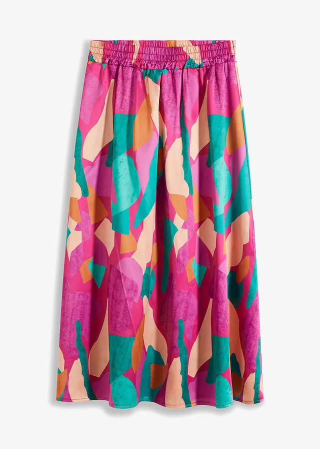 Falda estampada de satén
