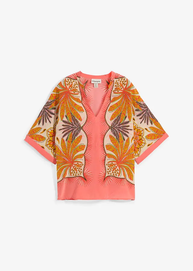 Blusa tipo túnica de mezcla de seda fina
