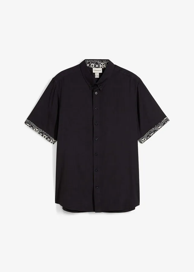 Camisa de manga corta de viscosa con corte slim
