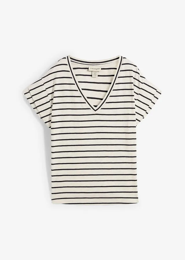 Camiseta de mezcla de algodón con mangas con volantes