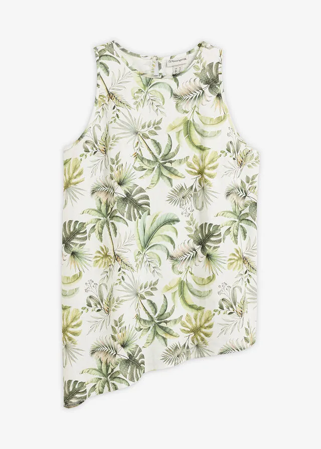 Blusa estampada de mezcla de lino