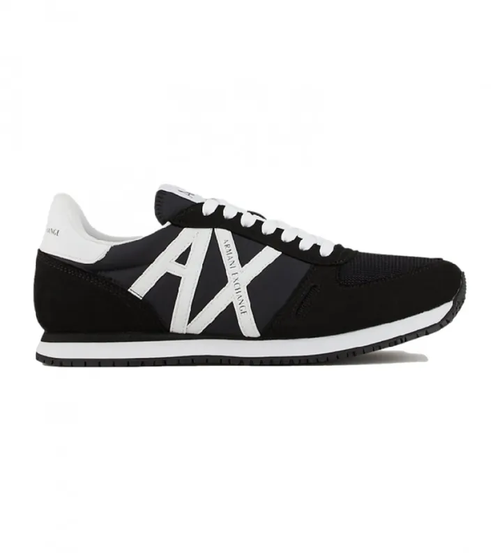 A|X Armani Exchange para hombre. XUX017XCC68K489 Zapatilla retro running logo negro (45), Plano, 1 a 3cm, Cordones, Casual
