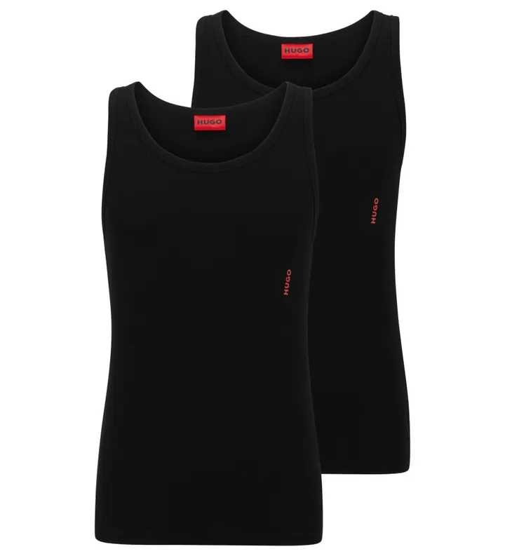 HUGO para hombre. 50469778 Pack 2 Camisetas Interiores Logo negro (L), Homewear, Algodón