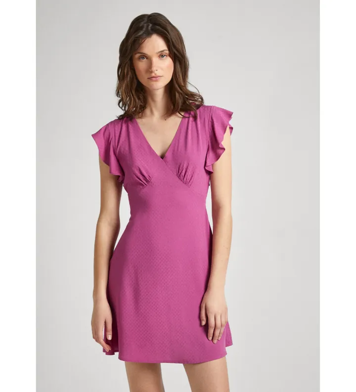 Pepe Jeans para mujer. PL953522 Vestido Camila rosa (L), Casual, Viscosa, Manga corta, Sostenible