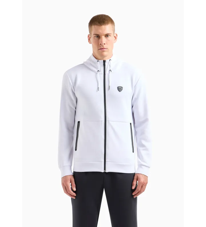 EA7 para hombre. 8NPM20_PJ4EZ Sudadera con cremallera blanco (3XL), Casual, Poliéster, Manga larga