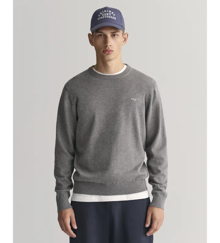 Gant para hombre. 8030561 Jersey De Cuello Redondo De Algodón Clásico gris (3XL), Casual