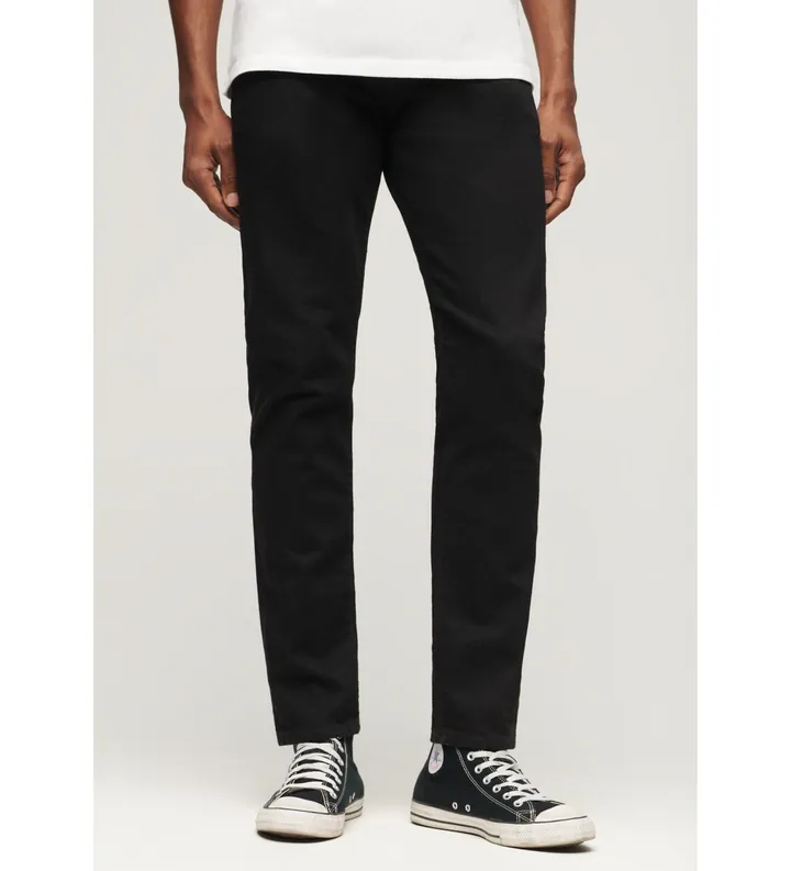 Superdry para hombre. M7010888A Jeans entallados negro (28/34), Casual, Algodón, Denim, Algodón Orgánico, Sostenible