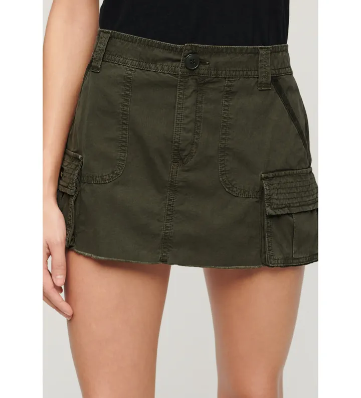 Superdry para mujer. W7210305A Falda Utility Parachute verde (L), Casual, Algodón