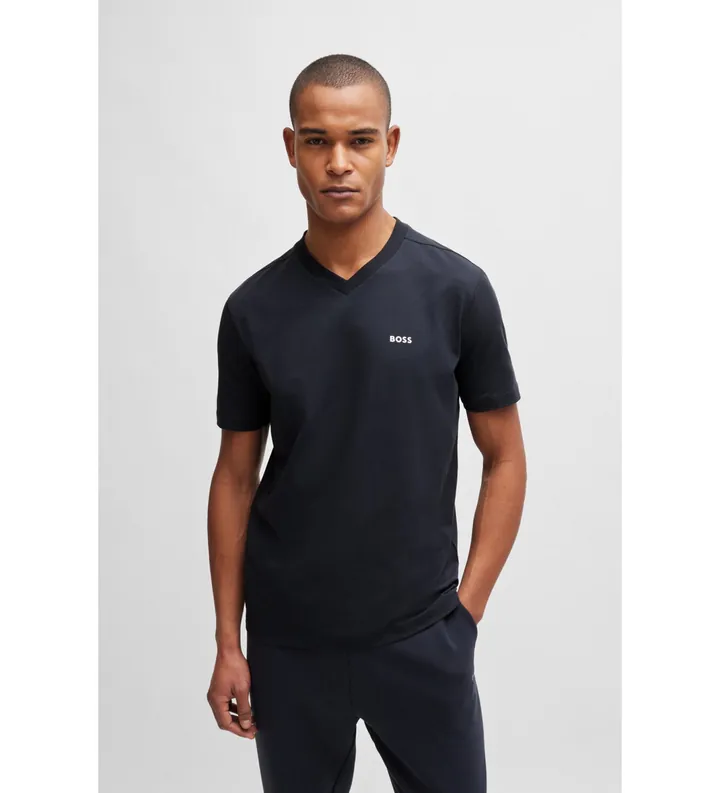 BOSS para hombre. 50506347 Camiseta V marino (L), Casual, Algodón, Manga corta