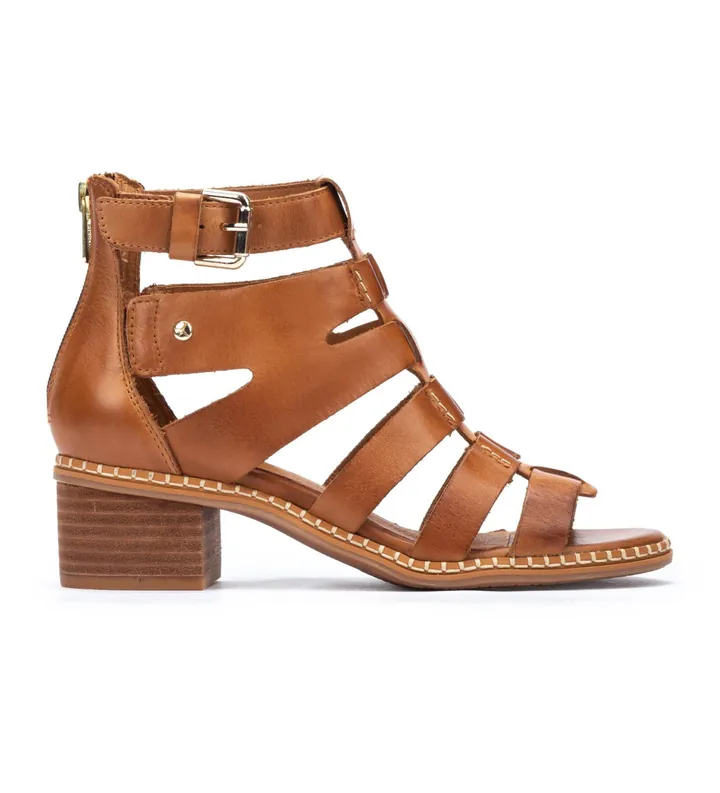 Pikolinos para mujer. W3H-1823 Sandalias de Piel Blanes marrón -Altura tacón 5cm- (36), 5 a 8cm, Cremallera, Casual
