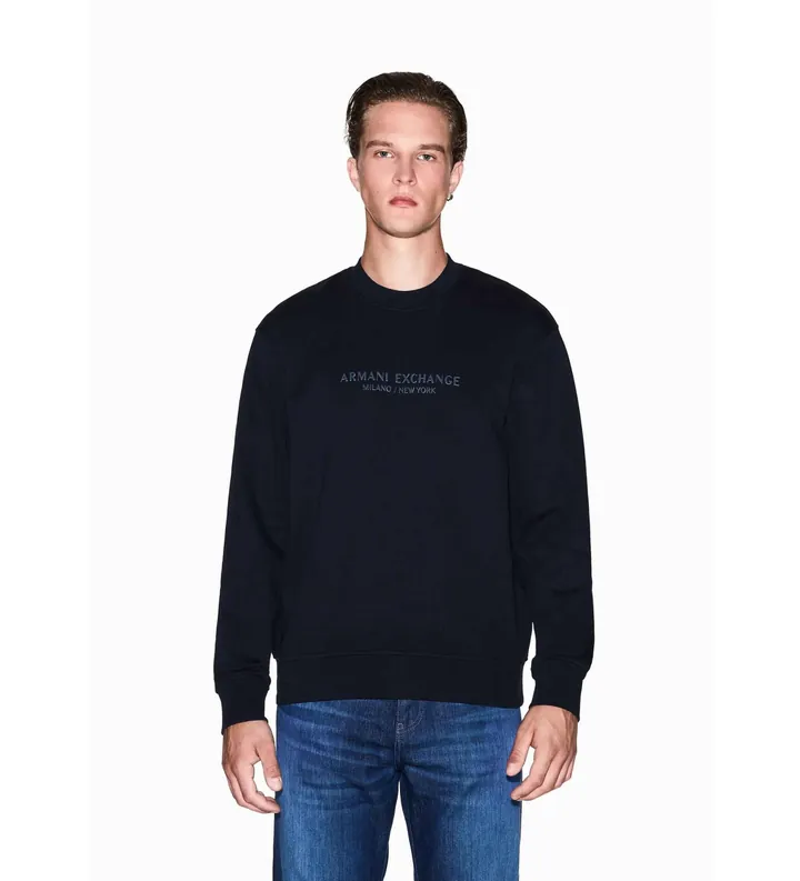 A|X Armani Exchange para hombre. XM001284AF20934UB101 Sudadera Crewneck marino (M), Negro, Casual, Algodón, Manga larga