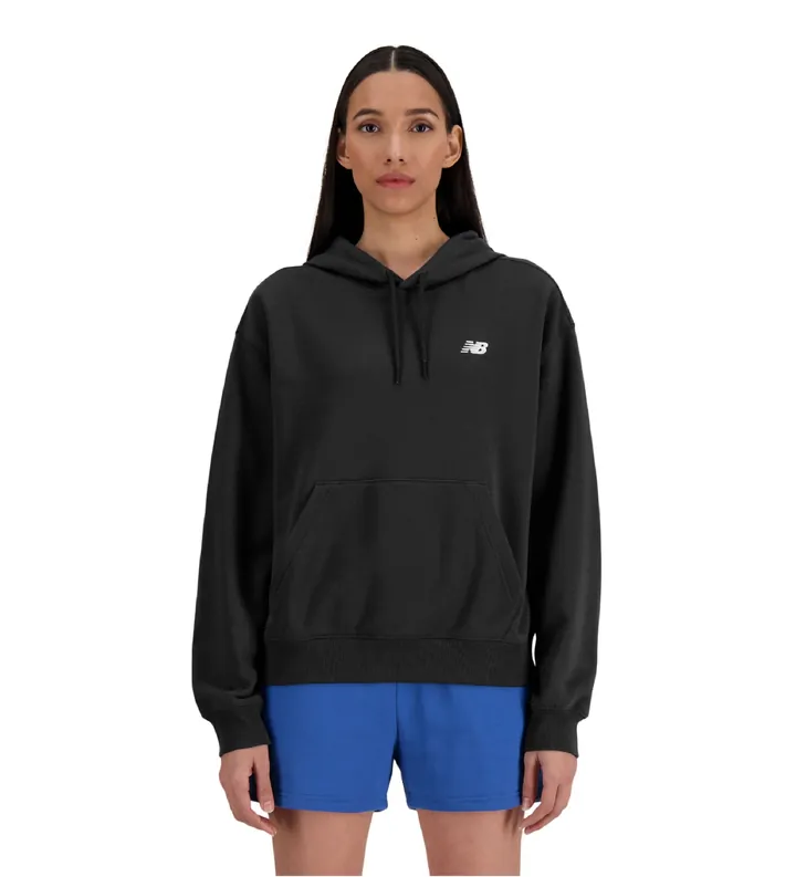 New Balance para mujer. WT41507 Sudadera Sport Essentials de rizo francés negro (S), Casual, Deportivo, Algodón, Multideporte
