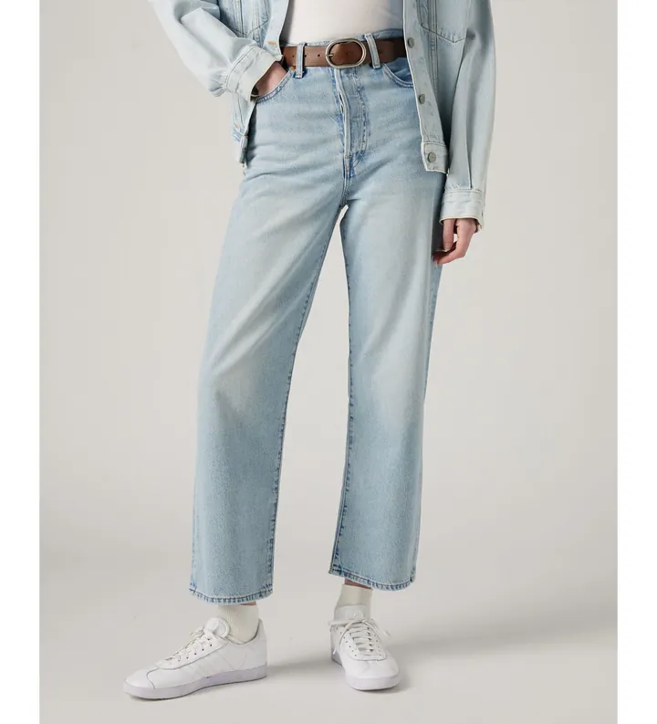 Levi's para mujer. 72693-0055 Jeans rectos tobilleros Ribcage azul (26/31), Casual, Algodón, Denim, Sostenible