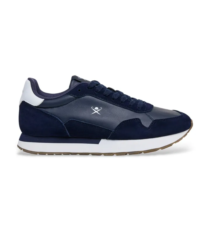 Hackett London para hombre. HMS200107 Zapatillas de Piel Vector Plain marino (40), Plano, Cordones, Casual