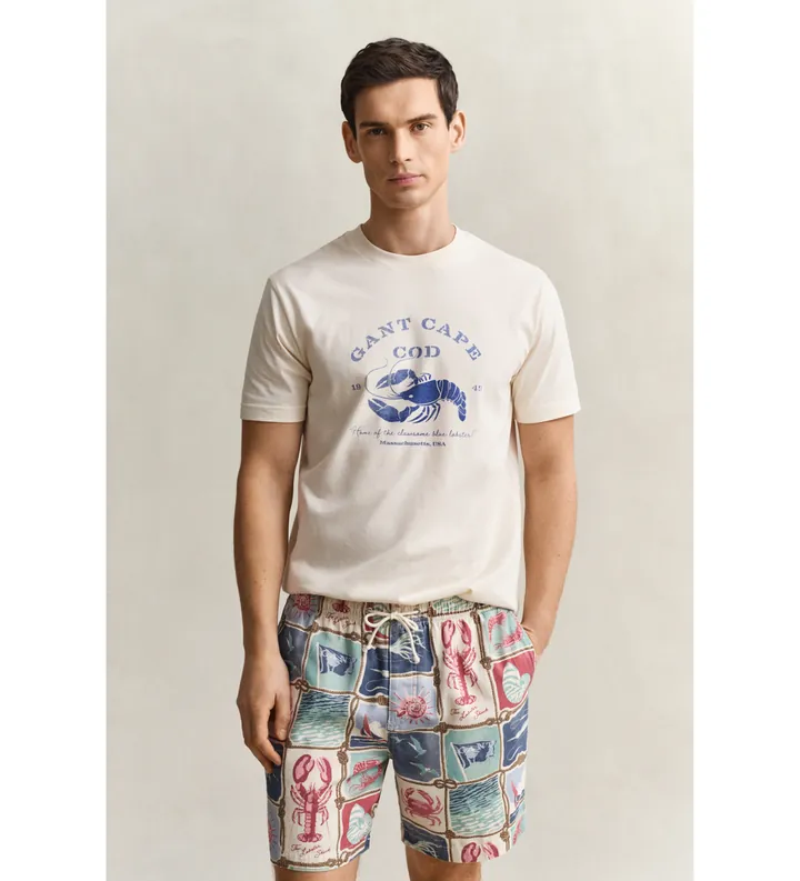 Gant para hombre. 2003425 Camiseta Graphic beige (S), Casual, Algodón, Manga corta