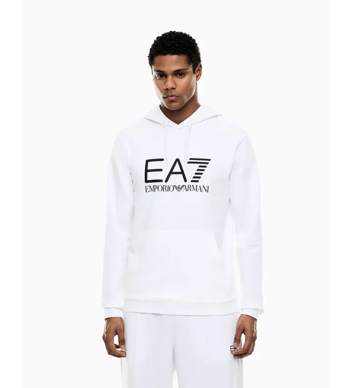 EA7 para hombre. 7M001413_AF22266 Sudadera con capucha Core Identity blanco (3XL), Casual, Algodón, Manga larga