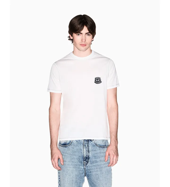 A|X Armani Exchange para hombre. XM002455AF10358U0009 Camiseta Slim Fit blanco (L), Casual, Algodón, Manga corta