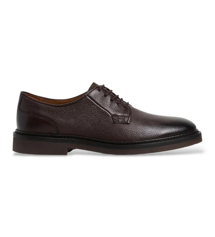 Hackett London para hombre. HMS200135 Zapatos de piel Elsted Blucher marrón (40), Plano, Cordones, Casual, Clásico