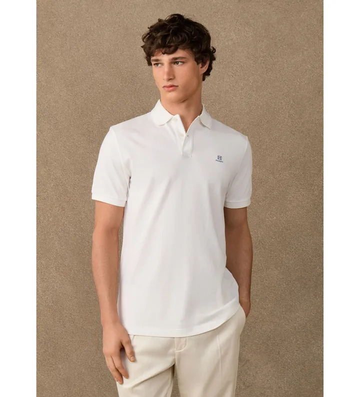 Hackett London para hombre. HM5600183 Polo H Tipped blanco (L), Casual, Algodón, Manga corta