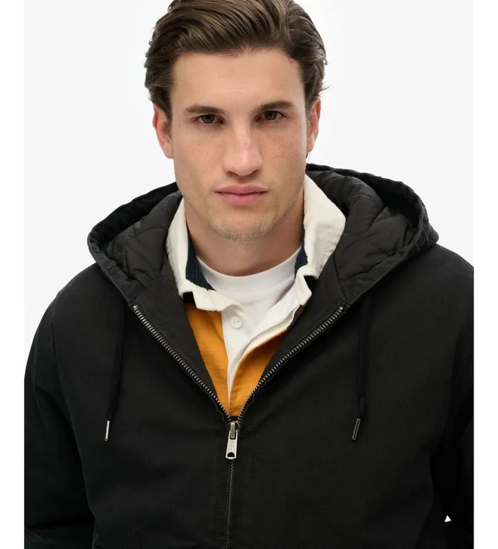 Superdry para hombre. M5012234A Chaqueta Canvas Surplus Hooded negro (L), Casual, Algodón