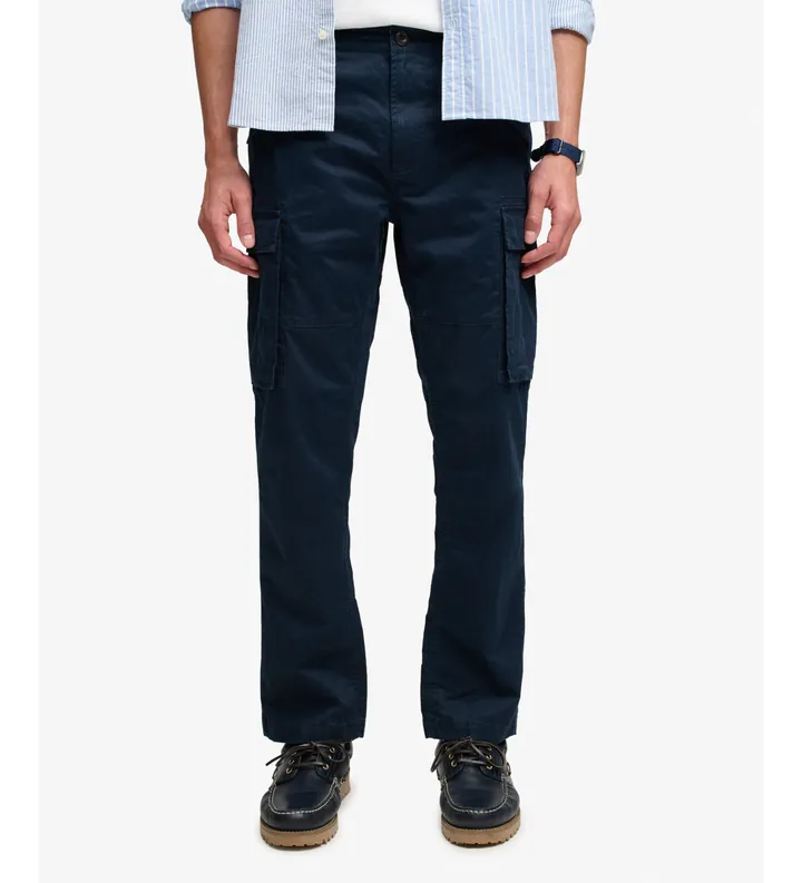 Superdry para hombre. M7011511A Pantalón cargo Slim Taper marino (30/32), Casual, Algodón