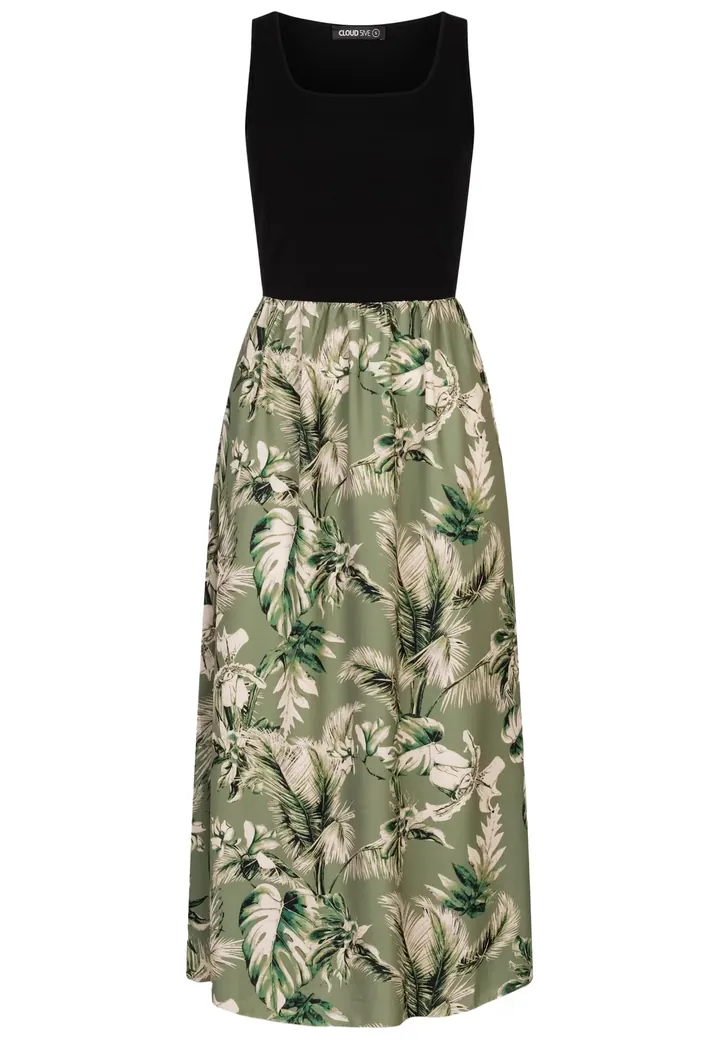 Cloud5ive Vestido beige / verde / verde oscuro / negro
